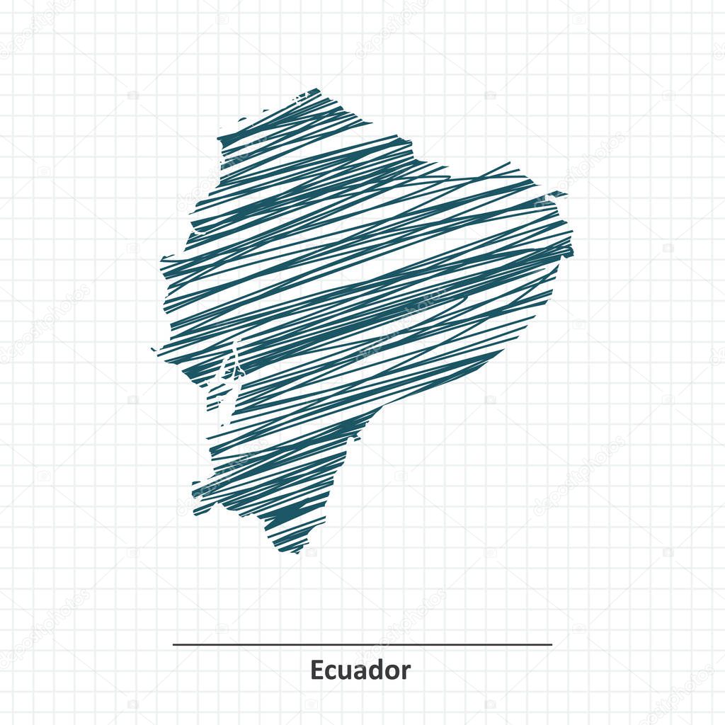 Doodle sketch of Ecuador map