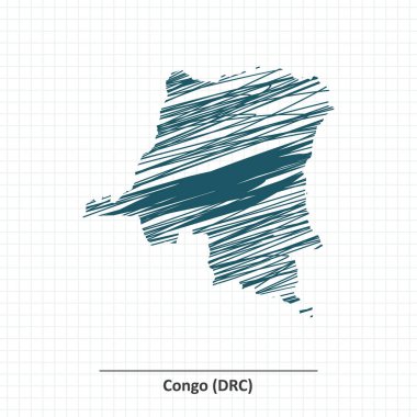 Doodle kroki Demokratik Cumhuriyeti Kongo Haritası