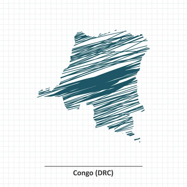 Карта Демократической Республики Конго в Дудле — стоковый вектор
