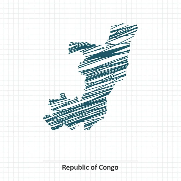 Doodle szkic Republika Konga Mapa — Wektor stockowy