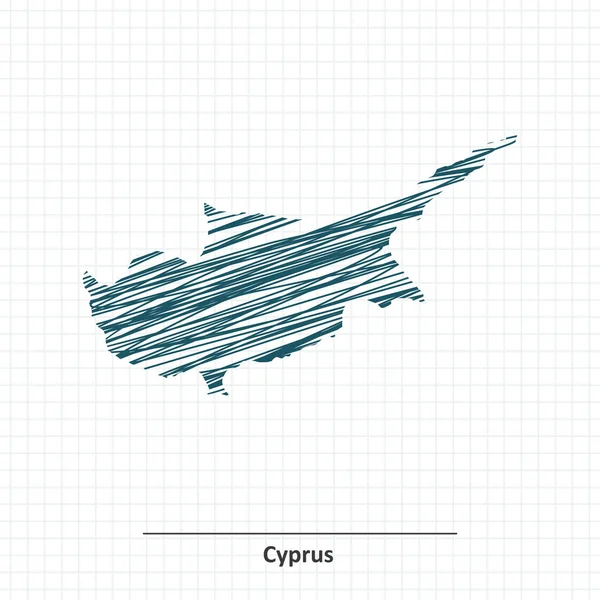 Doodle σκίτσο του χάρτη της Κύπρου — Διανυσματικό Αρχείο