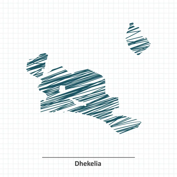 Doodle sketch карты Dhekelia — стоковый вектор