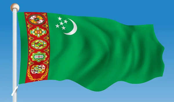 Vlajka Turkmenistánu — Stockový vektor
