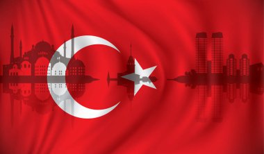 Istanbul manzarası ile Türkiye'nin bayrak