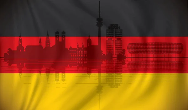 Flagga Tyskland med München skyline — Stock vektor