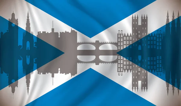 Vlag van Schotland met Edinburgh skyline — Stockvector