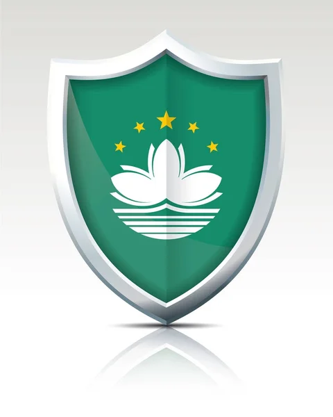 Shield with Flag of Macau — Stok Vektör