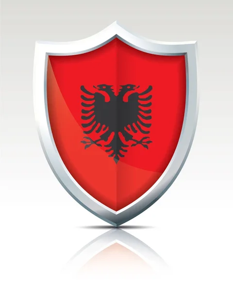 Bouclier avec drapeau d'albania — Image vectorielle