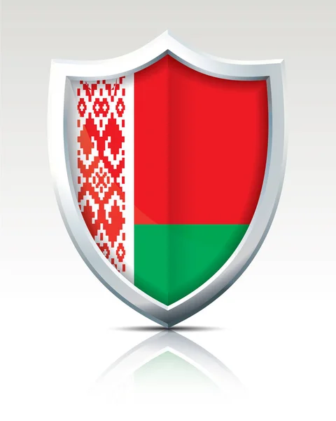Beyaz Rusya bayrağı ile kalkan — Stok Vektör