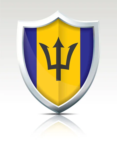 Scudo con Bandiera delle Barbados — Vettoriale Stock