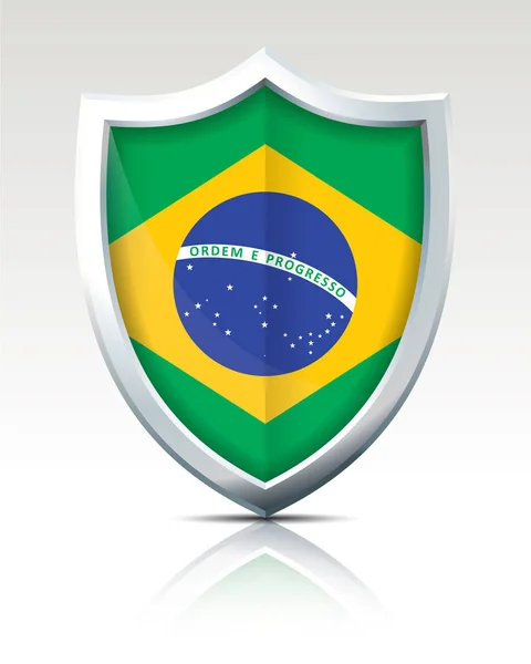 Štít s brazilská vlajka — Stockový vektor
