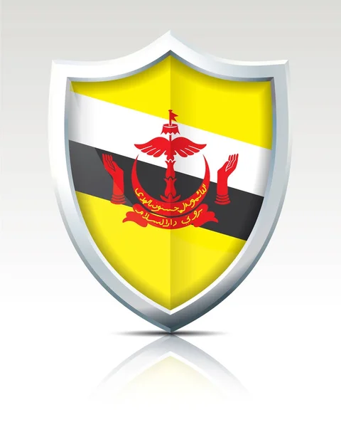 Scudo con Bandiera del Brunei — Vettoriale Stock
