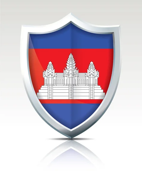 Escudo com Bandeira do Camboja —  Vetores de Stock