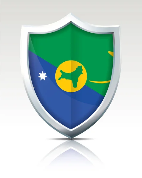 Escudo com Bandeira da Ilha de Natal — Vetor de Stock