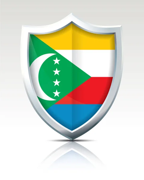 Escudo com Bandeira de Comores — Vetor de Stock