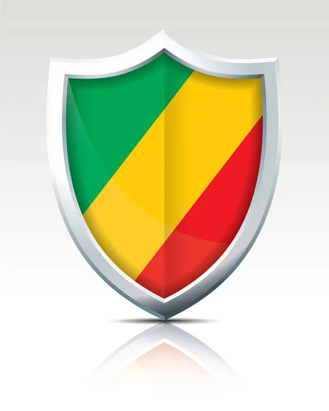 Escudo com Bandeira da República do Congo — Vetor de Stock