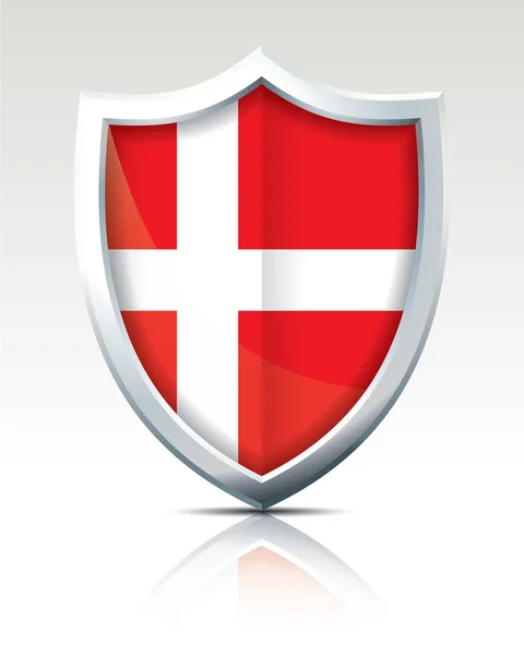 Escudo con Bandera de Dinamarca — Vector de stock