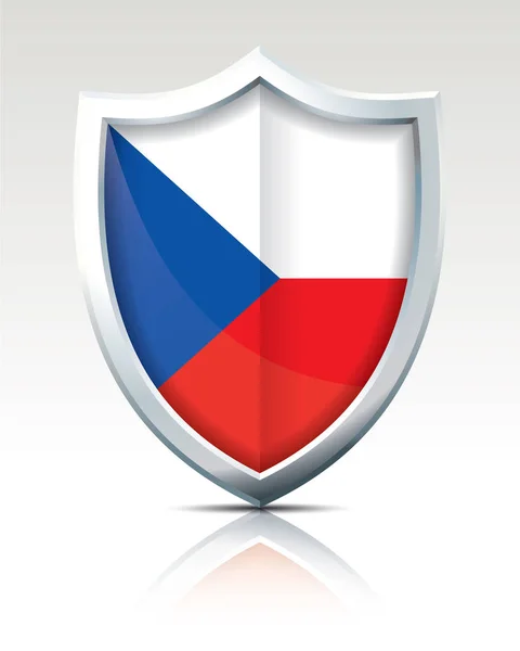 Bouclier avec drapeau de la République tchèque — Image vectorielle