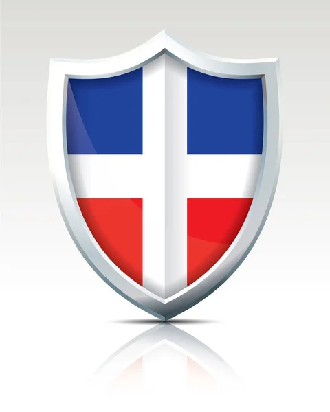 Escudo com Bandeira da República Dominicana — Vetor de Stock