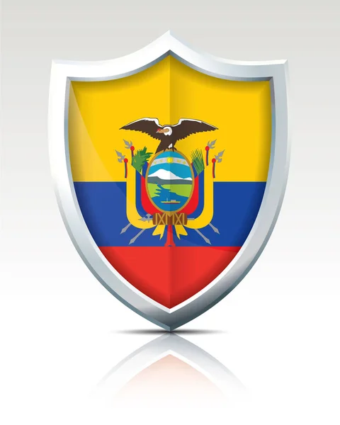 Schild mit Flagge Ecuadors — Stockvektor