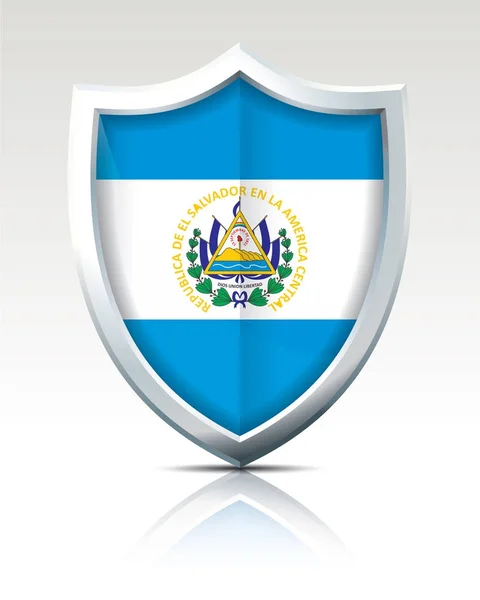 Escudo com Bandeira de El Salvador —  Vetores de Stock