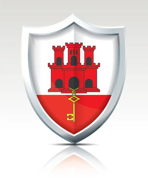 Escudo com Bandeira de Gibraltar —  Vetores de Stock