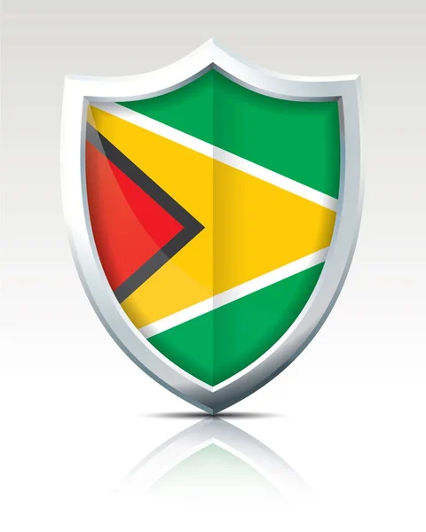 Shield with Flag of Guyana — Stock Vector