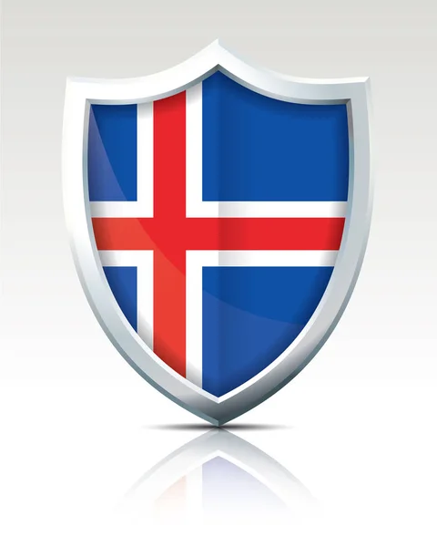 Щит с флагом Исландии — стоковый вектор
