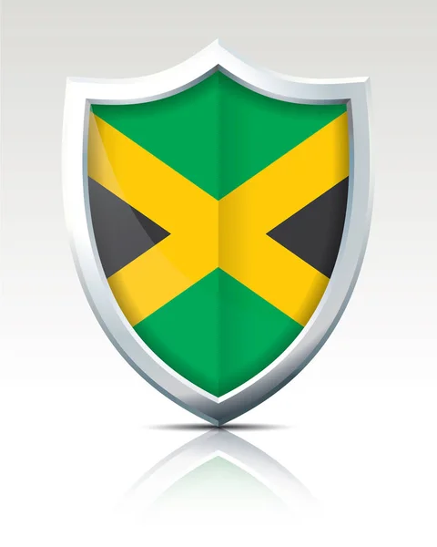 Escudo com Bandeira da Jamaica —  Vetores de Stock