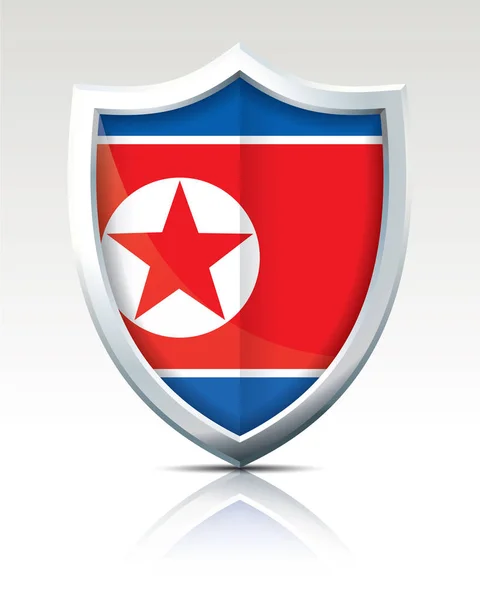 Escudo con Bandera de Corea del Norte — Vector de stock