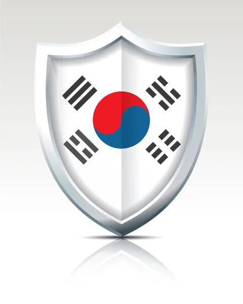 Shield with Flag of South Korea — Stock Vector