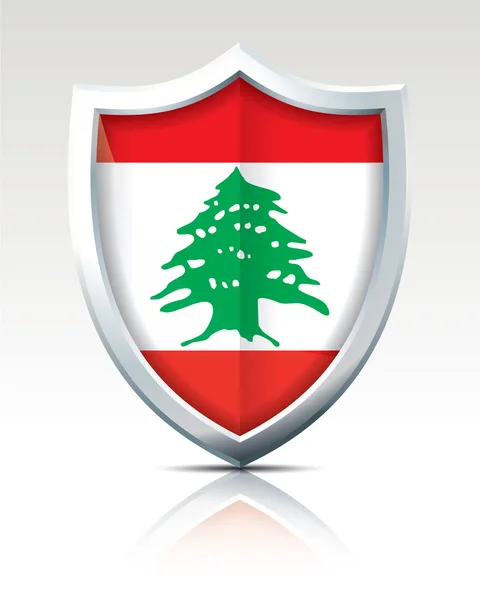 Bouclier avec drapeau du Liban — Image vectorielle