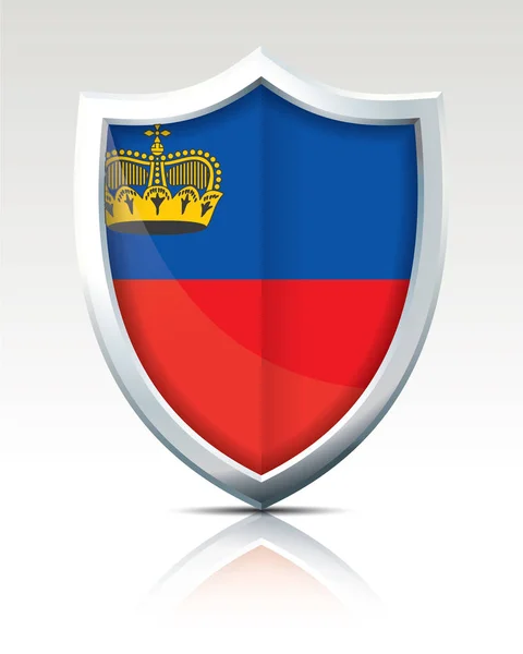 Escudo com Bandeira do Liechtenstein — Vetor de Stock