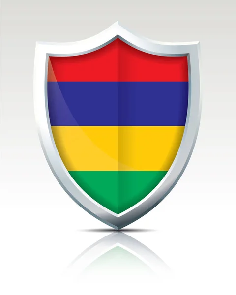 Escudo con Bandera de Mauricio — Vector de stock