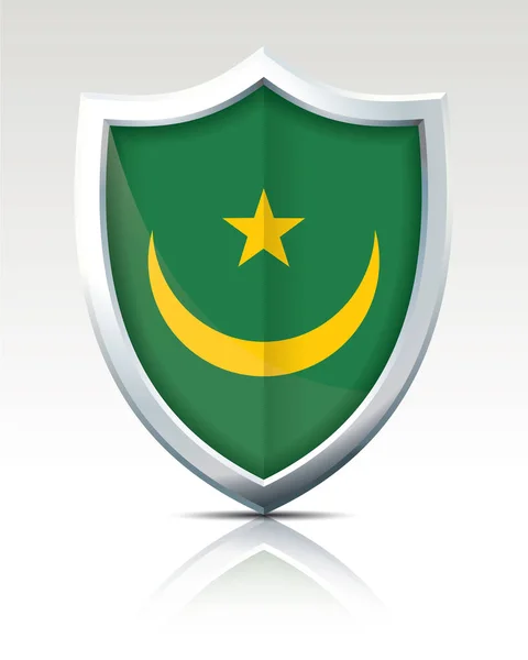 Scudo con bandiera della Mauritania — Vettoriale Stock