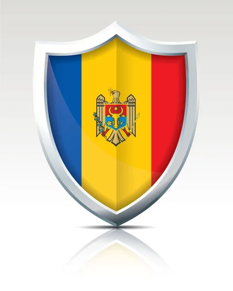 Escudo com Bandeira da Moldávia — Vetor de Stock