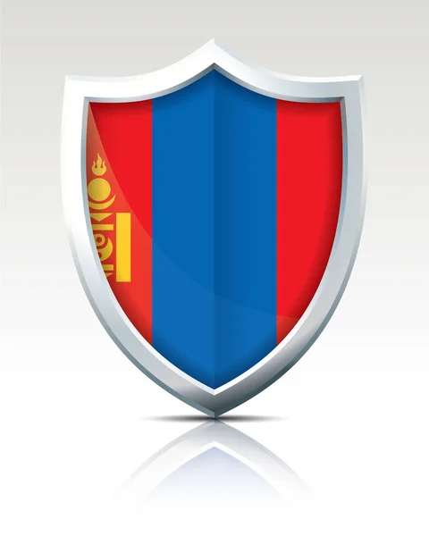 Escudo com Bandeira da Mongólia — Vetor de Stock