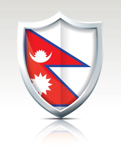 Shield with Flag of Nepal — Stock Vector