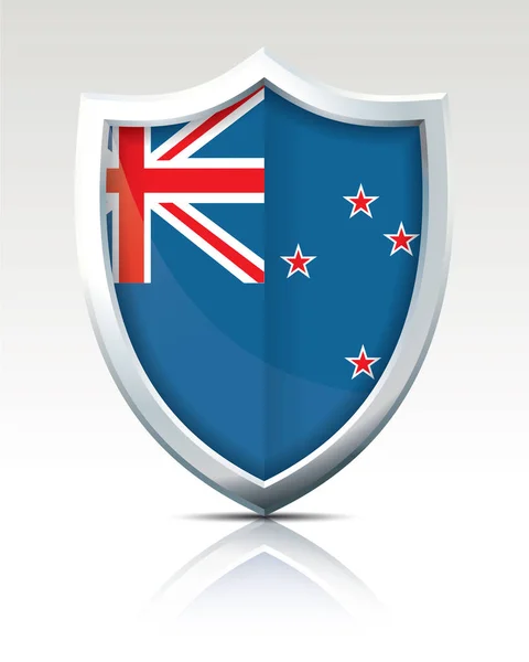 Shield with Flag of New Zealand — Stock Vector