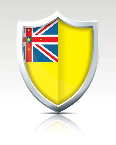 Escudo com Bandeira de Niue — Vetor de Stock