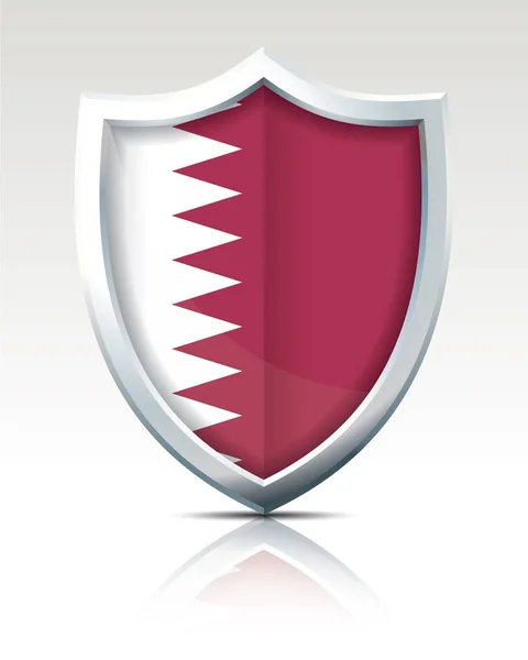 Scudo con bandiera del Qatar — Vettoriale Stock