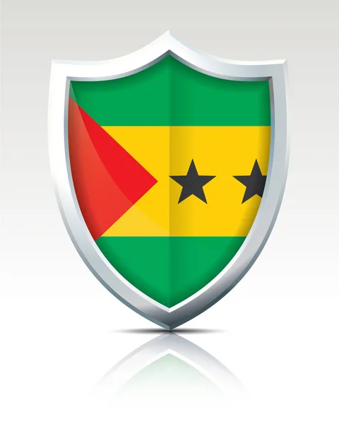 Scudo con Bandiera di San Tomé e Principe — Vettoriale Stock
