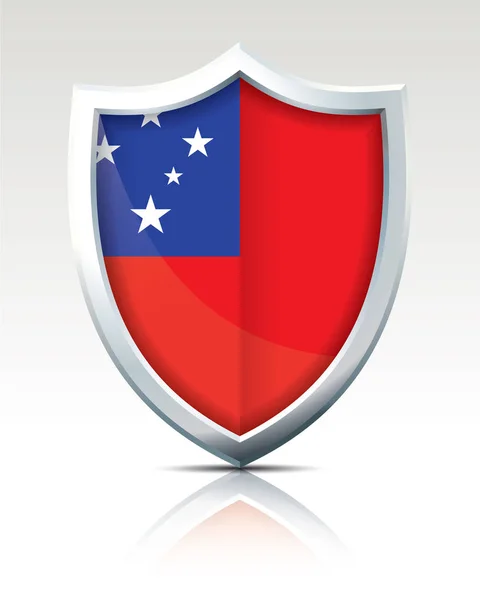 Escudo com Bandeira de Samoa — Vetor de Stock