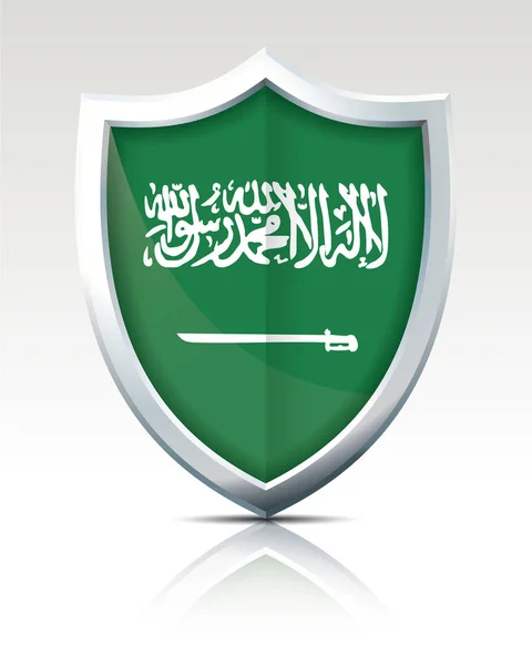 Scudo con Bandiera dell'Arabia Saudita — Vettoriale Stock
