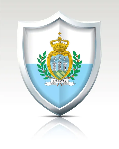 Escudo com Bandeira de San Marino — Vetor de Stock
