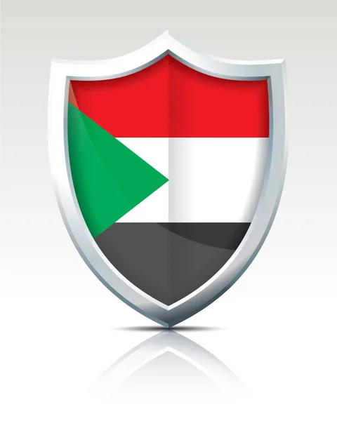 Bouclier avec drapeau du Soudan — Image vectorielle