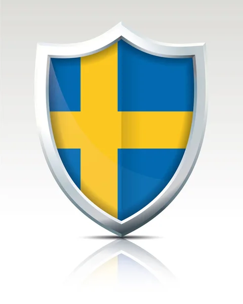 Ασπίδα με σημαία της Σουηδίας — Διανυσματικό Αρχείο