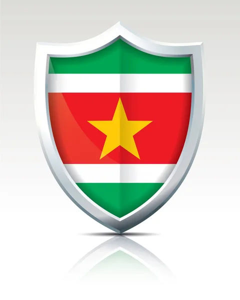 Escudo con Bandera de Surinam — Vector de stock