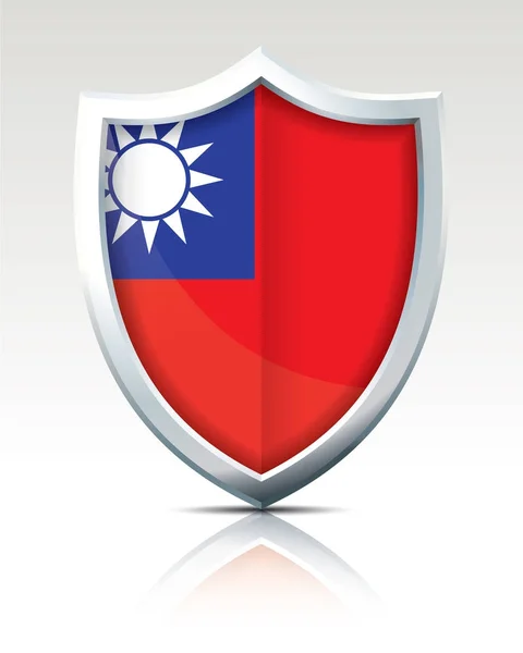 Bouclier avec drapeau de Taiwan — Image vectorielle