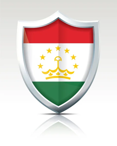Bouclier avec drapeau du Tadjikistan — Image vectorielle